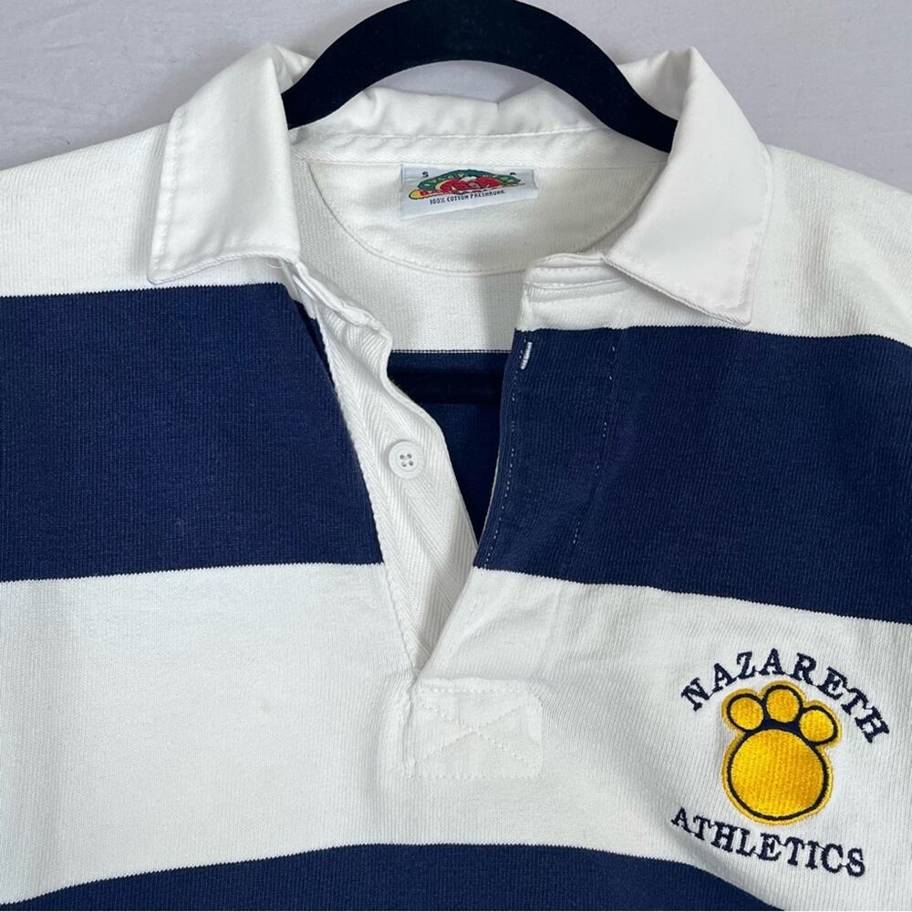 Barbarian Striped Rugby Shirt Mens Small Blue White Blokecore Varsity Co. Logo - Picture 3 of 10